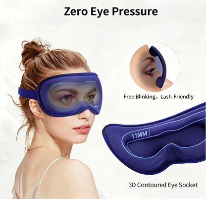 Sleep Mask for Side Sleeper Women Men,Blackout Eye Masks for Sleep,3D Contoured Sleeping Mask,Breathable Adjustable Eye Cover Blindfold with lash Extensions for Trave,Nap,Night Work,Black