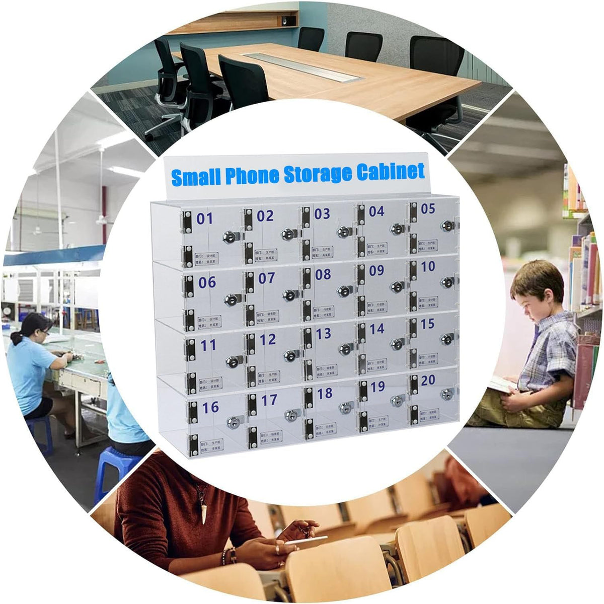 Mobile Phone Storage, Wall-Mounted Phone Charging Station with 30 Slots, Desk Phone Locker, Portable Phone Storage Box for 12/15/20/25/30/40/50 Devices,40slots