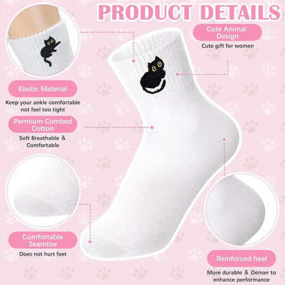 Eurzom 10 Pairs Socks Womens Crew Elastic Ankle Length Cotton Socks Aesthetic Cute Lightweight Low Cut Gifts for Women - Colors A
