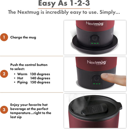 Nextmug Go - Temperature-Controlled, Self-Heating Travel Mug