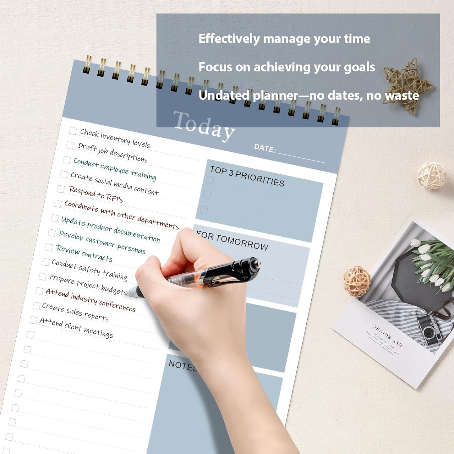 Weekly To Do List Notepad, Undated Planner with 52 Sheets (8.5''x11'') | Desk Accessories and Supplies, Women & Man, Home School & Work