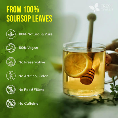 FreshDrinkUS, Premium Soursop Leaf Tea, 33 Count, Pure, Caffeine Free