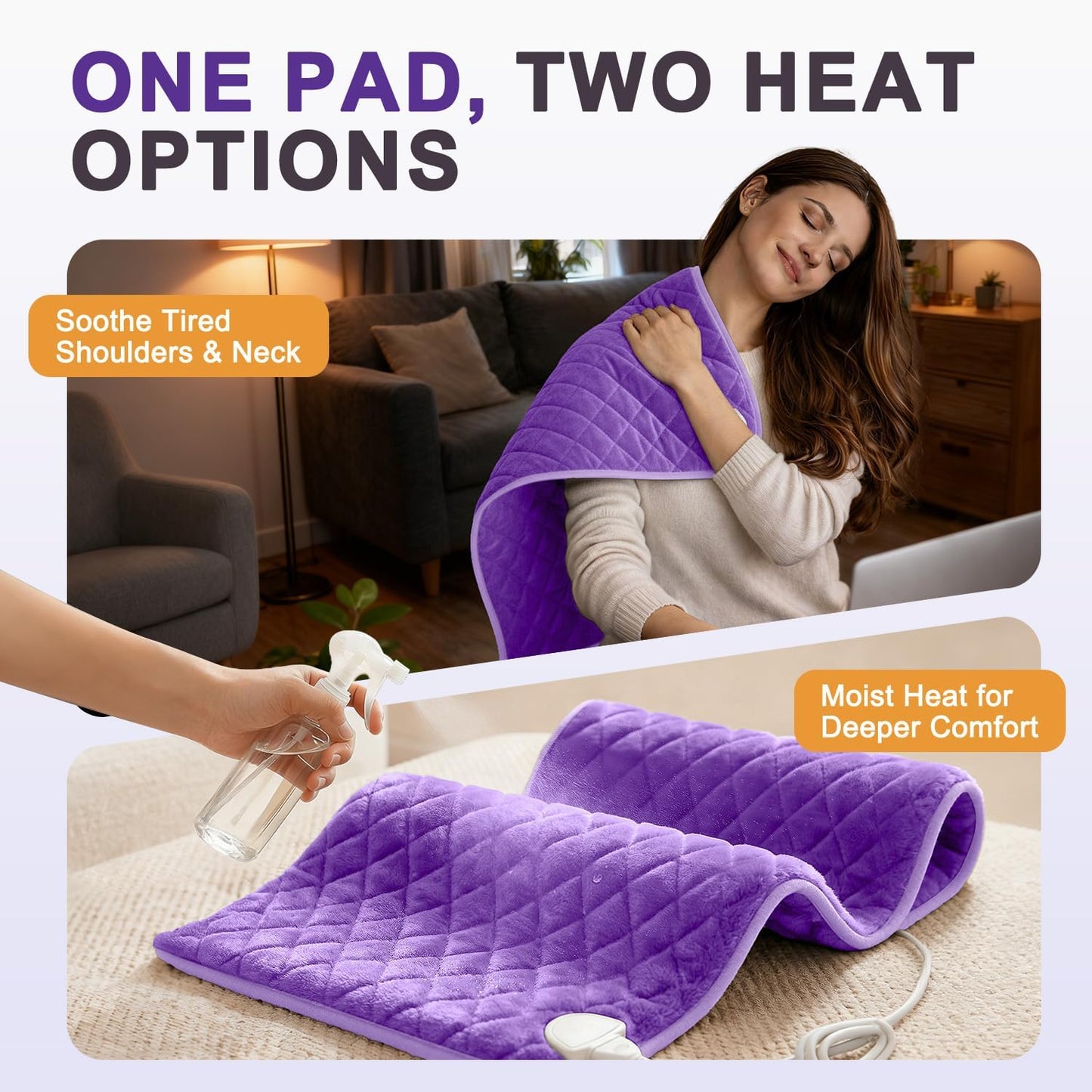 35 x 20 Inch King Size Electric Heating Pad for Back, Neck and Shoulders | FSA Eligible HSA, for Period Cramps, Abdomen and Knee, Dry or Moist Heat Use, 2H Auto Shut Off, 6 Heat Settings, Washable