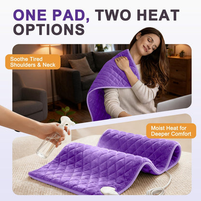 35 x 20 Inch King Size Electric Heating Pad for Back, Neck and Shoulders | FSA Eligible HSA, for Period Cramps, Abdomen and Knee, Dry or Moist Heat Use, 2H Auto Shut Off, 6 Heat Settings, Washable
