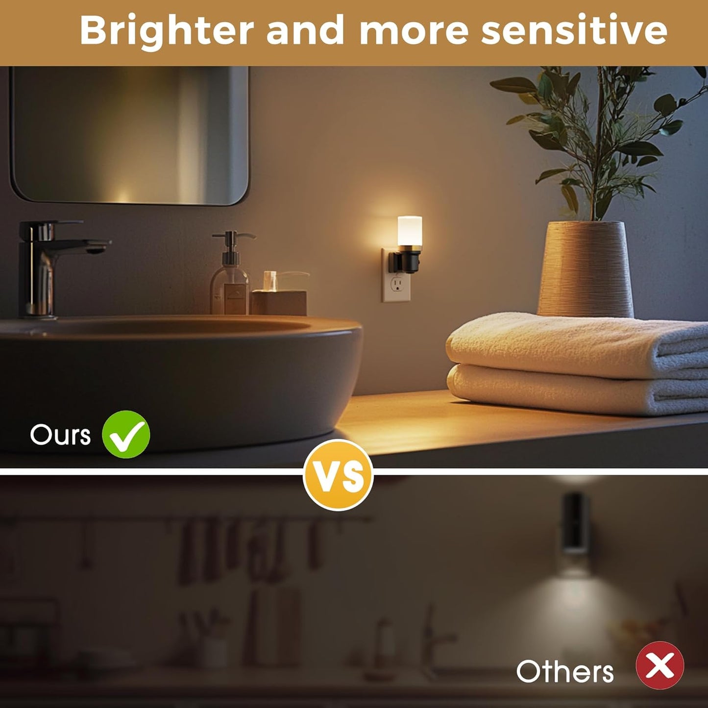 L LOHAS LED Night Light, Dimmable Night Lights Plug into Wall, Automatic Night Lights Plug in with Auto Light Sensor,Adjustable Brightness Amber LED Night Light, for Bedroom Hallway Home Decor