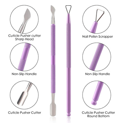 YINYIN Cuticle Trimmer with Cuticle Pusher and Cutter, Professional Stainless Steel Nippers, Cutter Clippers, Cuticle Remover, Pedicure Manicure Tools for Fingernails and Toenails, Sliver