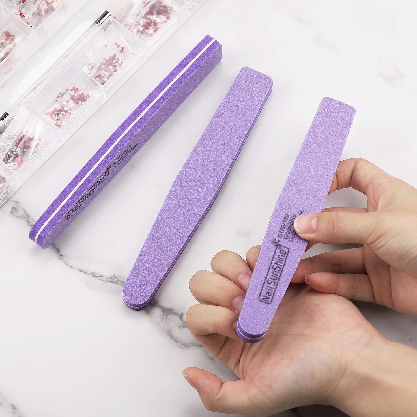 35 Count 100/180 Grit Nail Files and Buffers Kit, Reusable Sanding Buffing Blocks Sponge File Double Sides Emery Boards
