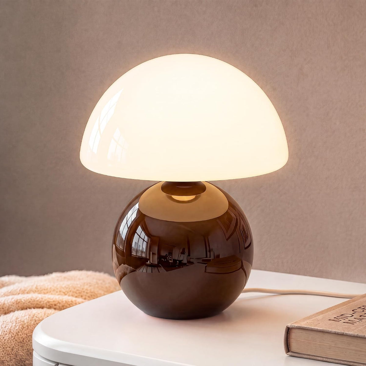 Dawnwake Mushroom Lamp Table Lamp for Bedroom-Small Desk Table Lamps,White