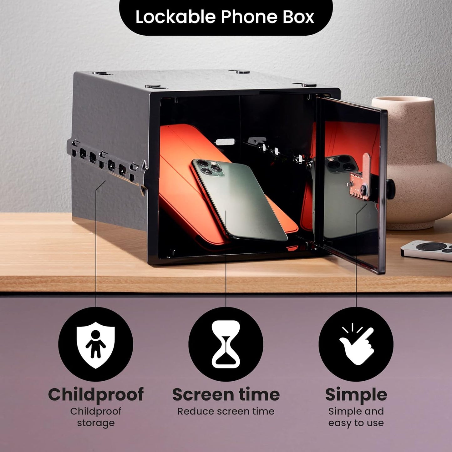 Lockabox One™ | Premium Lock Box | Medium Combination Lock Box For Food, Medicine & Home Safety | External Size 12 x 8 x 6.6 inches (Crystal)