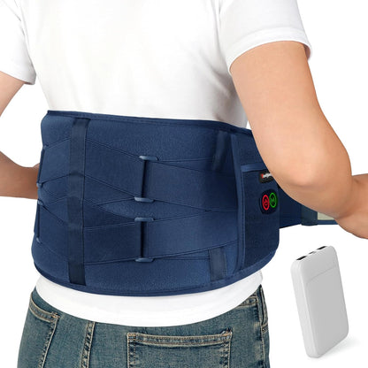 Comfytemp Cordless Heating Pad with Massager for Back, Birthday Gifts for Women Men, FSA Eligible HSA Portable Lower Back Massager Rechargeable Wireless Electric, Mom Dad Seniors 3 Heat 30mins Off