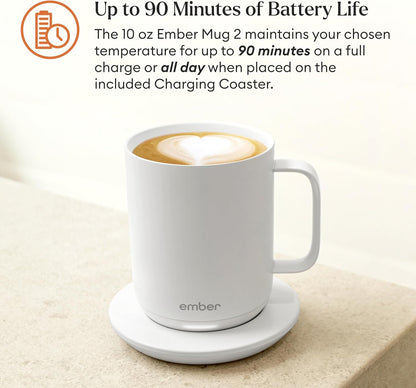 Ember Temperature Control Smart Mug 2, 14 Oz, App-Controlled Heated Coffee Mug with 80 Min Battery Life and Improved Design, Black