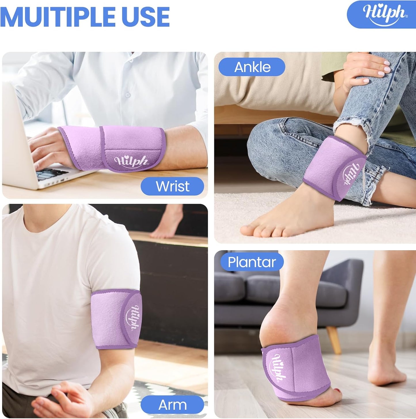 Hilph Wrist Ice Pack Wrap for Carpal Tunnel Relief, FSA Eligible HSA, Reusable Wrist Hot & Cold Therapy Brace for Hand Injuries, Arthritis, Tendonitis, Surgery Recovery Items Gifts Men Women, Blue