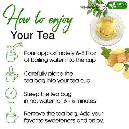 FreshDrinkUS, Premium Tulsi Peppermint Herbal Tea – 135 Tea Bags, 100% Natural, Blend of Tulsi Holy Basil Leaves, and Peppermint Leaves. Made with Natural Material Tea Bags. No Sugar, Vegan.