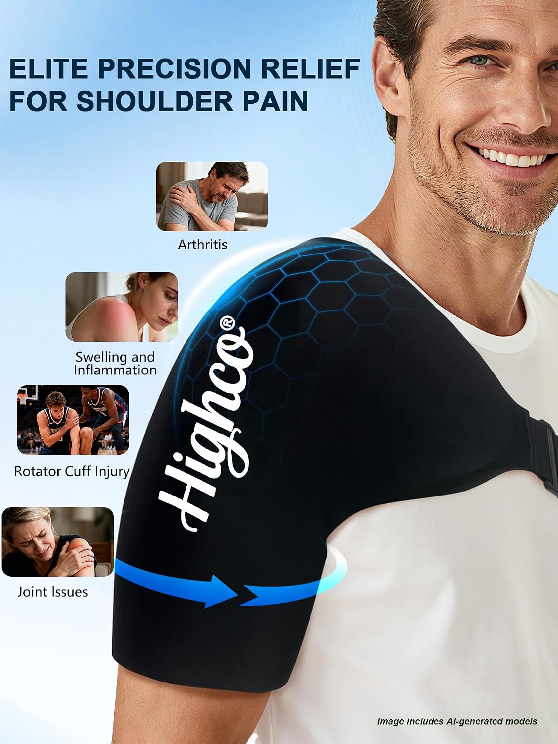 Shoulder Ice Pack Wrap for Rotator Cuff and Arm,Reusable Compression Cold Brace for Pain Relief & Muscle Relaxation,Tendonitis,Swelling,Discomfort After Surgery,Hot &Cold Therapy Ice Pack for Shoulder (XLarge-Black)