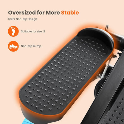 Sweetcrispy Mini Stair Steppers with Resistance Bands for Exercise at Home, Portable Exercise Twist Stepper Machine for Full Body Workout, 300LBS Capacity