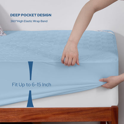 BEDLORE Waterproof Mattress Protector, King Size Mattress Pad with Deep Pocket 6"-18" Depth, Soft Noiseless Dirt-Proof Bed Mattress Cover Washable for Home, Bedroom, Hotel (Gray)