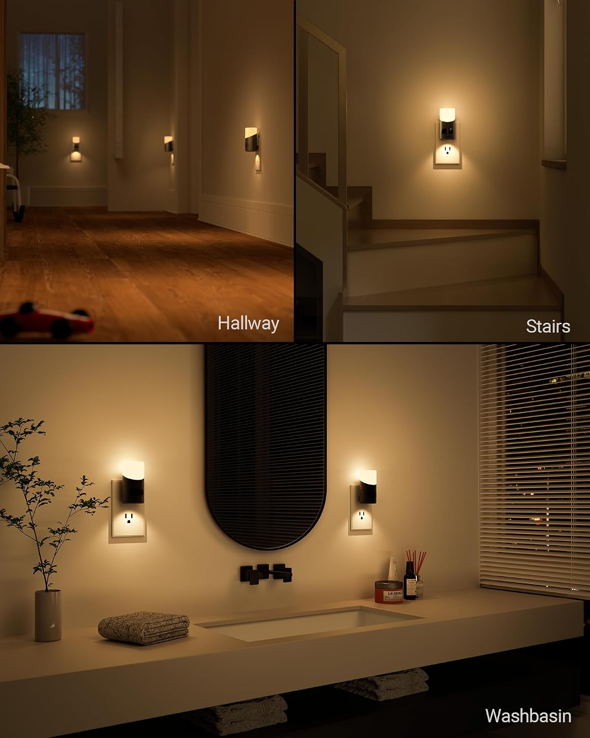 Lyridz Amber Night Light with Motion Sensor, 1-150LM Dimmable Plug-in Nightlight Indoor for Bedroom, Bathroom, Hallway, Stairs, Pet House, Toilet, 2 Pack