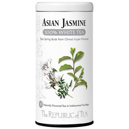 The Republic of Tea Asian Jasmine 100% White Tea, Low Caffeine, 50 Count