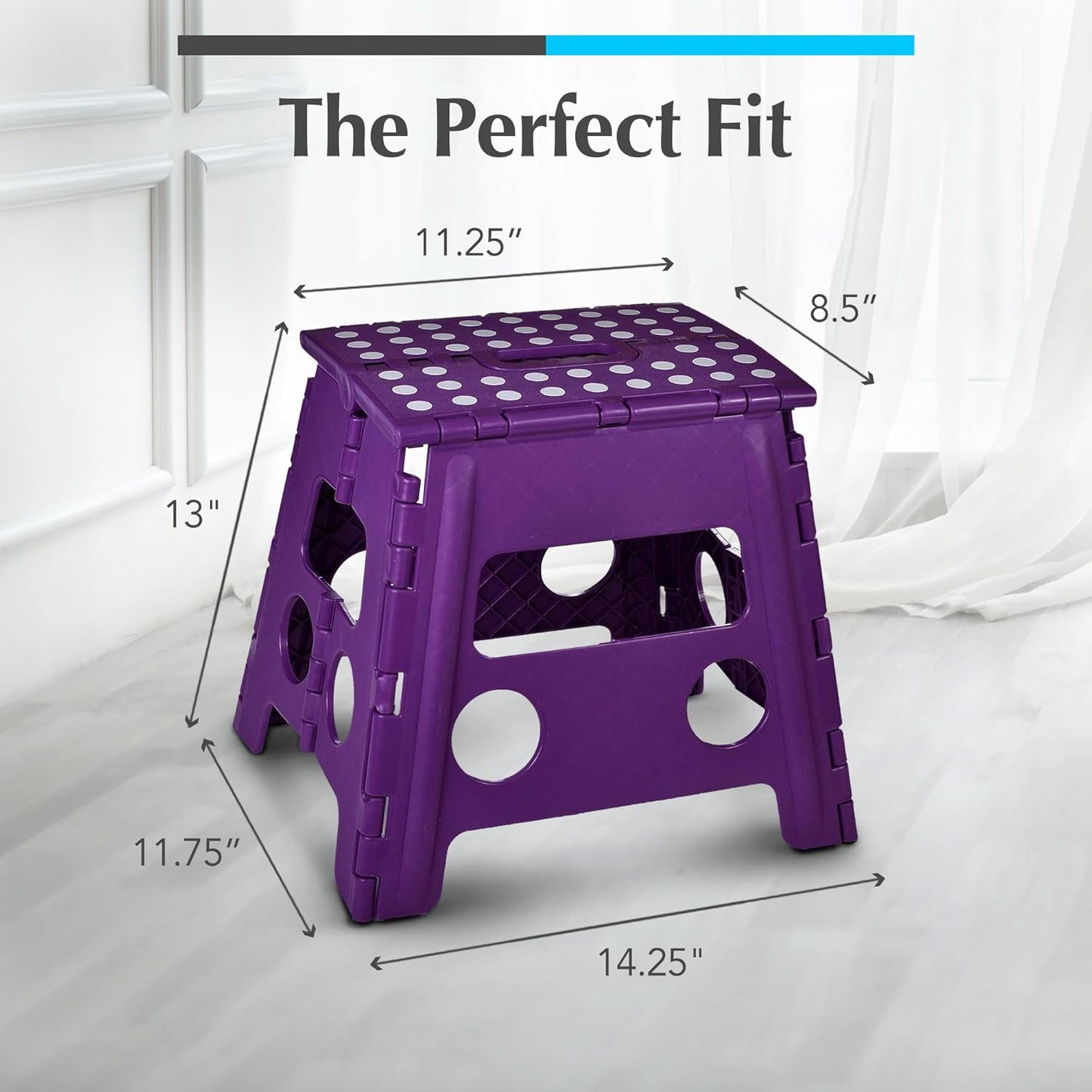Handy Laundry Folding Step Stool - Sturdy Enough Collapsible Stool to Support Adults - Opens Easy with One Flip - Great for Kitchen, Bathroom or Bedroom (Black - 9 Inch)