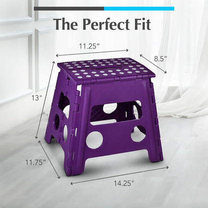 Handy Laundry Folding Step Stool - Sturdy Enough Collapsible Stool to Support Adults - Opens Easy with One Flip - Great for Kitchen, Bathroom or Bedroom (Black - 9 Inch)