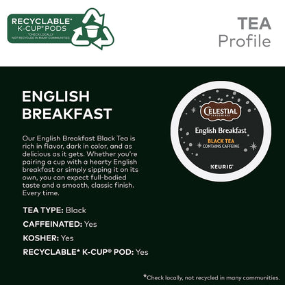 Celestial Seasonings English Breakfast Black Tea, Single-Serve Keurig K-Cup Pods, 24 Count