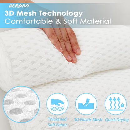 AEROiVi Luxury Bath Pillows for Tub，Bath Pillow Bathtub Pillows for Head and Neck Support Bath Cushion Made from Soft Spacer Mesh Material with Suction Cups,Gray