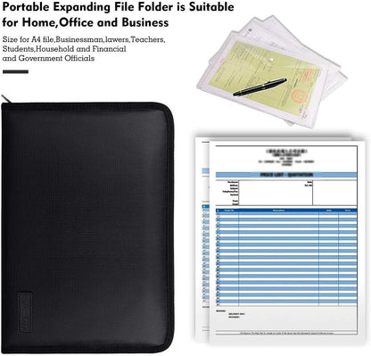 ENGPOW Expanding File Folder,Fireproof 13 Pockets Document Organizer Bag