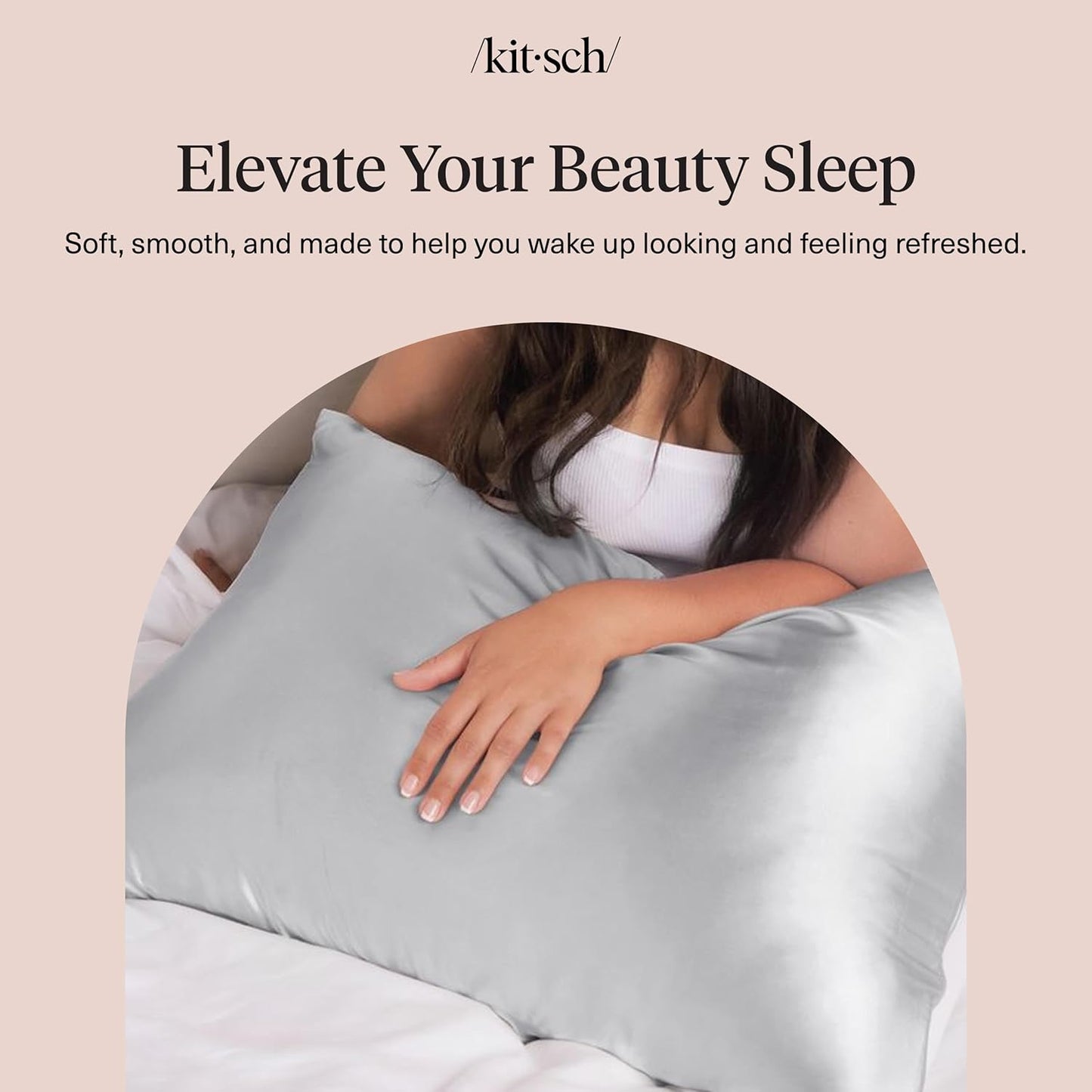 Kitsch Satin Pillowcase with Zipper for Hair & Skin - Softer Than Silk Pillow Cases, Smooth Cooling Satin Pillow Case, Wrinkle-Free, Machine Washable - Pillow Cases Standard Size (19x26) - Blush