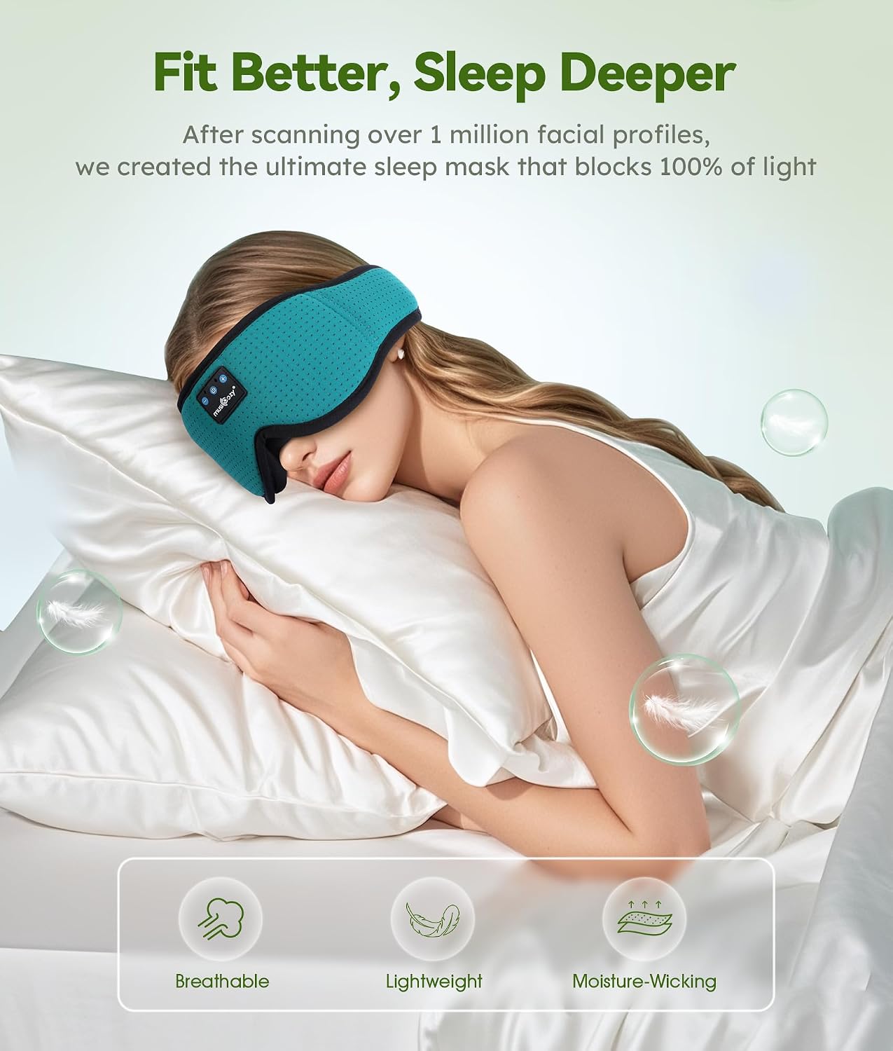 MUSICOZY Sleep Headphones, Bluetooth 5.4 Sleep Mask Headband Headphones Sleeping Eye Mask, Wireless Music Earbuds Earphones with HD Stereo Speakers for Side Sleepers, Cool Gadgets Unique Gift