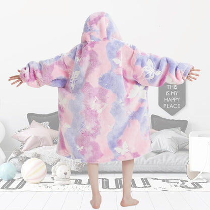 Fiosnow Glow in the Dark Unicorn Blanket Hoodies for Kids 6-13YR Oversize Wearable Blanket Hoodies for Boys Girls Teens