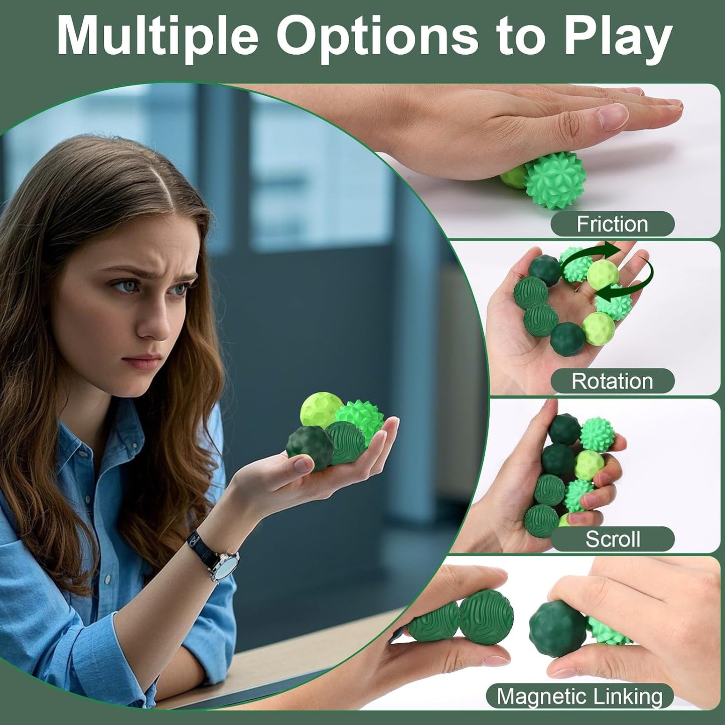 BUSOHA Silicone Magnetic Fidget Balls - 4 Pack Fidget Toys for Adult