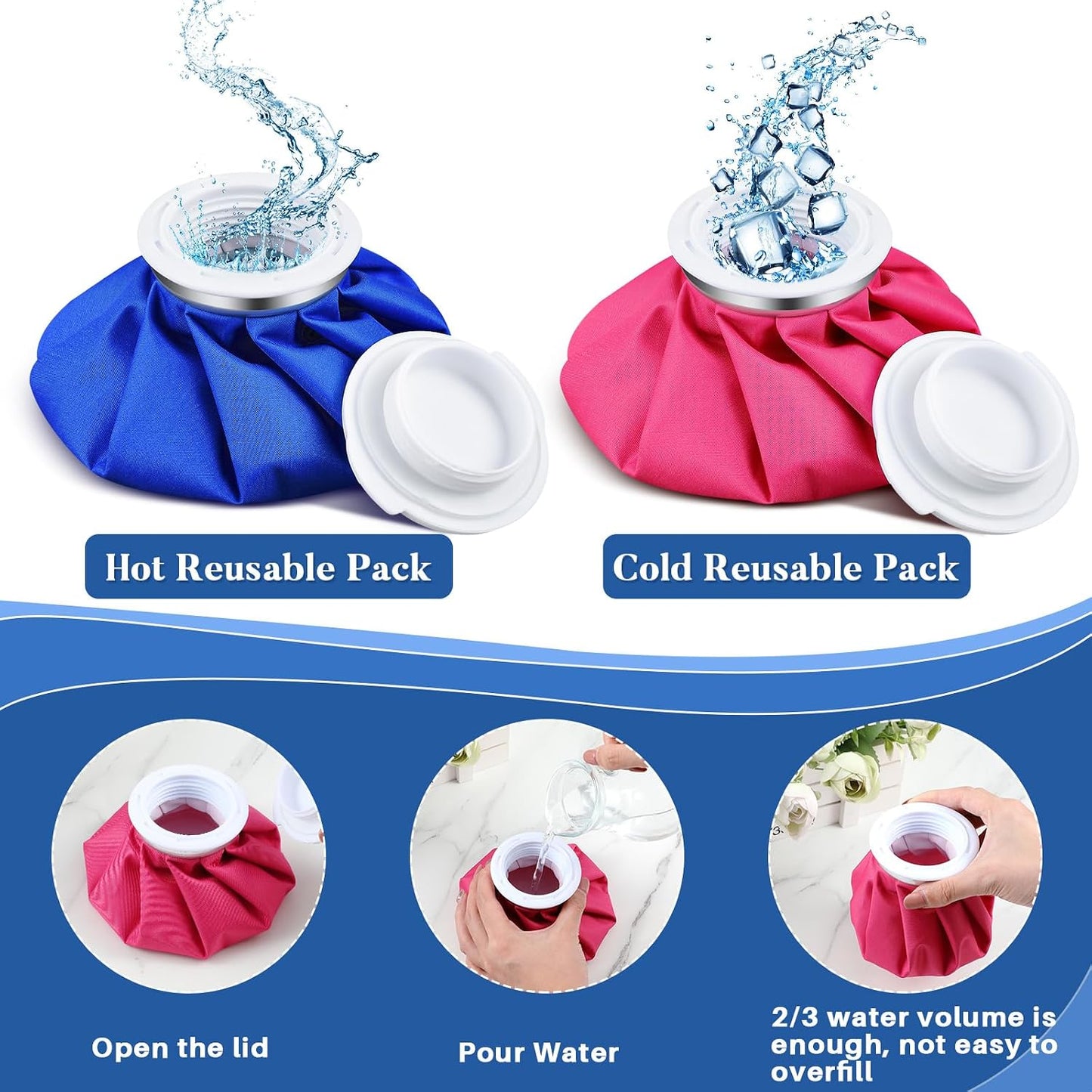 Honoson 4 Pack Reusable Ice Pack for Injuries, Ice Bags Hot Water Bag for Hot & Cold Pain Relief No-Leak Elastic Breathable for Muscle, Joint Pain Swelling, Sports & Home Use(Cute Fruit Style)