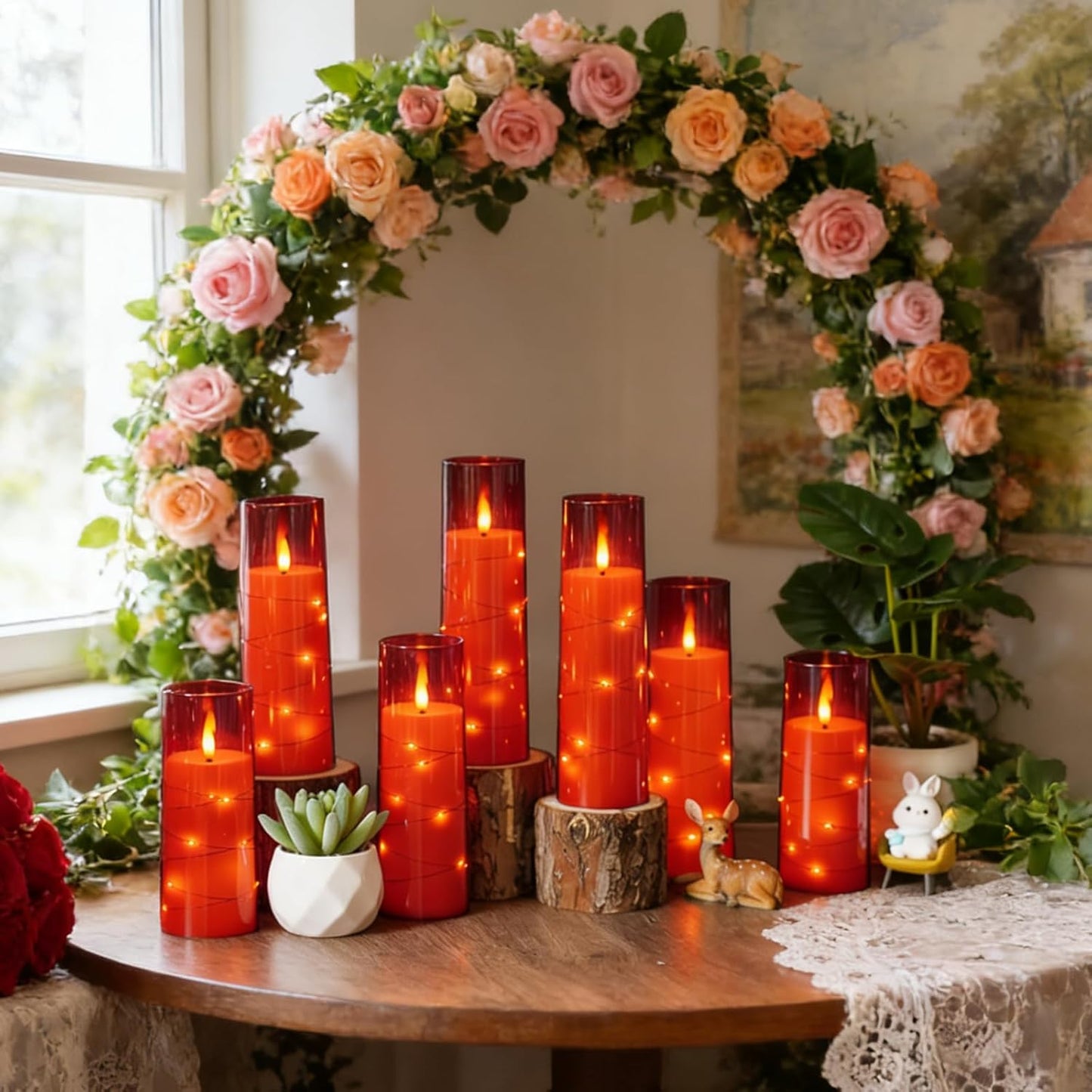 Nimiko Flickering Flameless LED Candles,Battery Operated Candles 24 Pcs with Embedded Star String,Acrylic LED Pillar Candles with Remote,Suitable for Home Decoration to Create an Atmosphere (White)