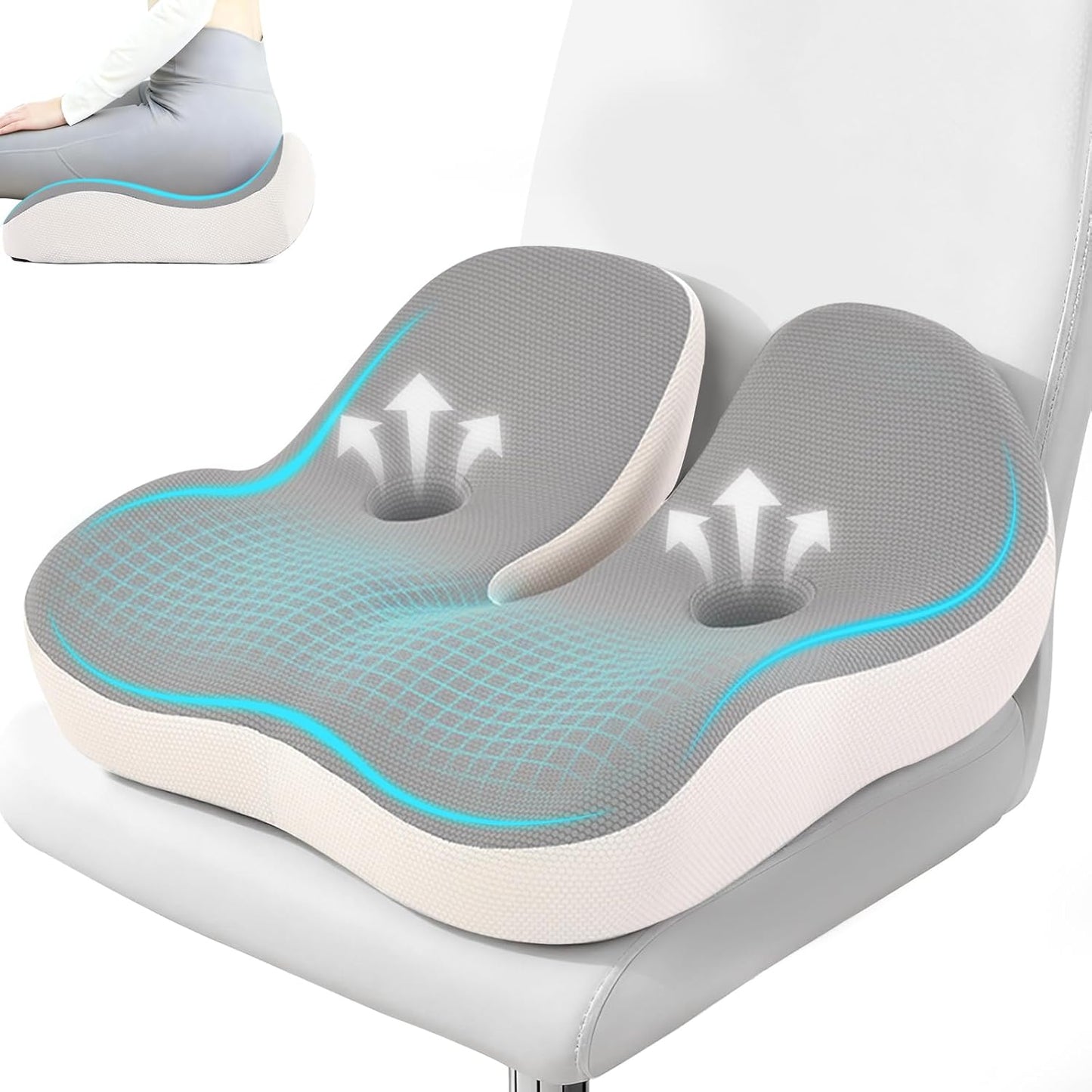 Seat Cushion,Office Chair Memory Cushion, Ergonomic Design, Relieve Sciatica and Long-Term Sitting Pain, Suitable for desks, car Seats, Games, wheelchairs
