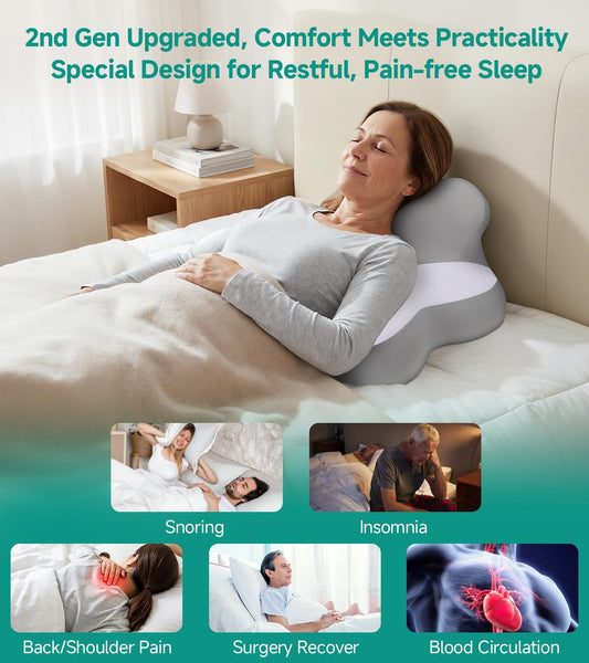 Bed Wedge Pillow for Headboard, 2026 Upgraded 2nd-Gen 10 Inch Memory Foam Wedges for Sleeping Apnea, Acid Reflux, Snoring & Back Pain Relief, Cervical Neck Pillows, Ergonomic Pillow (Dark Grey)