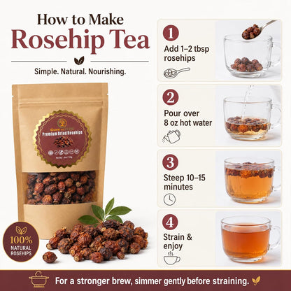 Cure wid Pure Dried Rose Hips 4oz RoseHip Tea Rich in Vitamin C