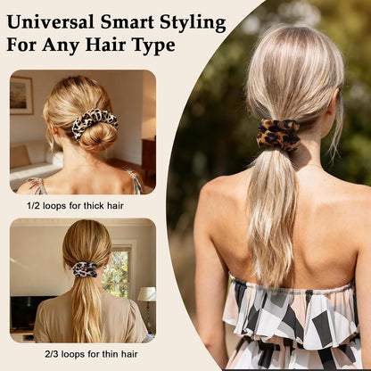 Satin Scrunchies for Women – 8PCS Blush & Brown Silk Hair Ties Set – No Crease, Frizz-Free, Gentle Elastic Hair Bands, Soft & Stylish Everyday Hair Accessories Gifts