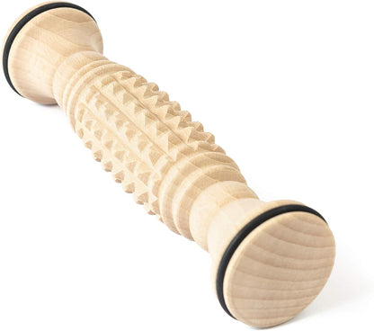 tuuli Wooden Foot Massager, Grooved Muscle Roller, Helps Ease Muscle Tension and Improve Blood Circulation, Natural Wood Therapy Massage Tools for Feet (M)