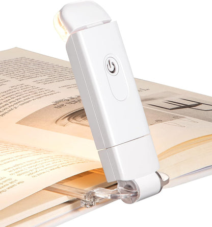 DEWENWILS Book Reading Light, USB Rechargeable Booklight for Reading at Night, LED Clip On Book Lights for Kids, Bookworms, Blue Light Blocking, Amber + Warm White (Green)