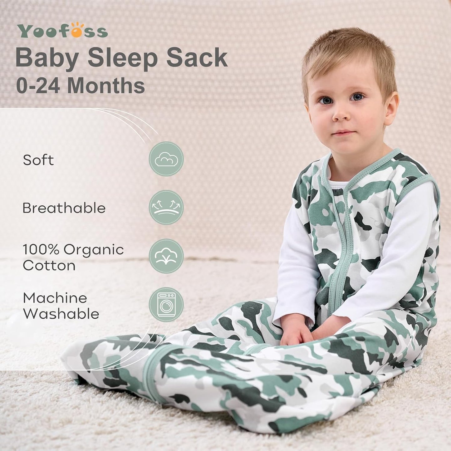 Yoofoss Baby Sleep Sack Baby Wearable Blanket 100% Cotton 2-Way Zipper Toddler Sleeping Sack