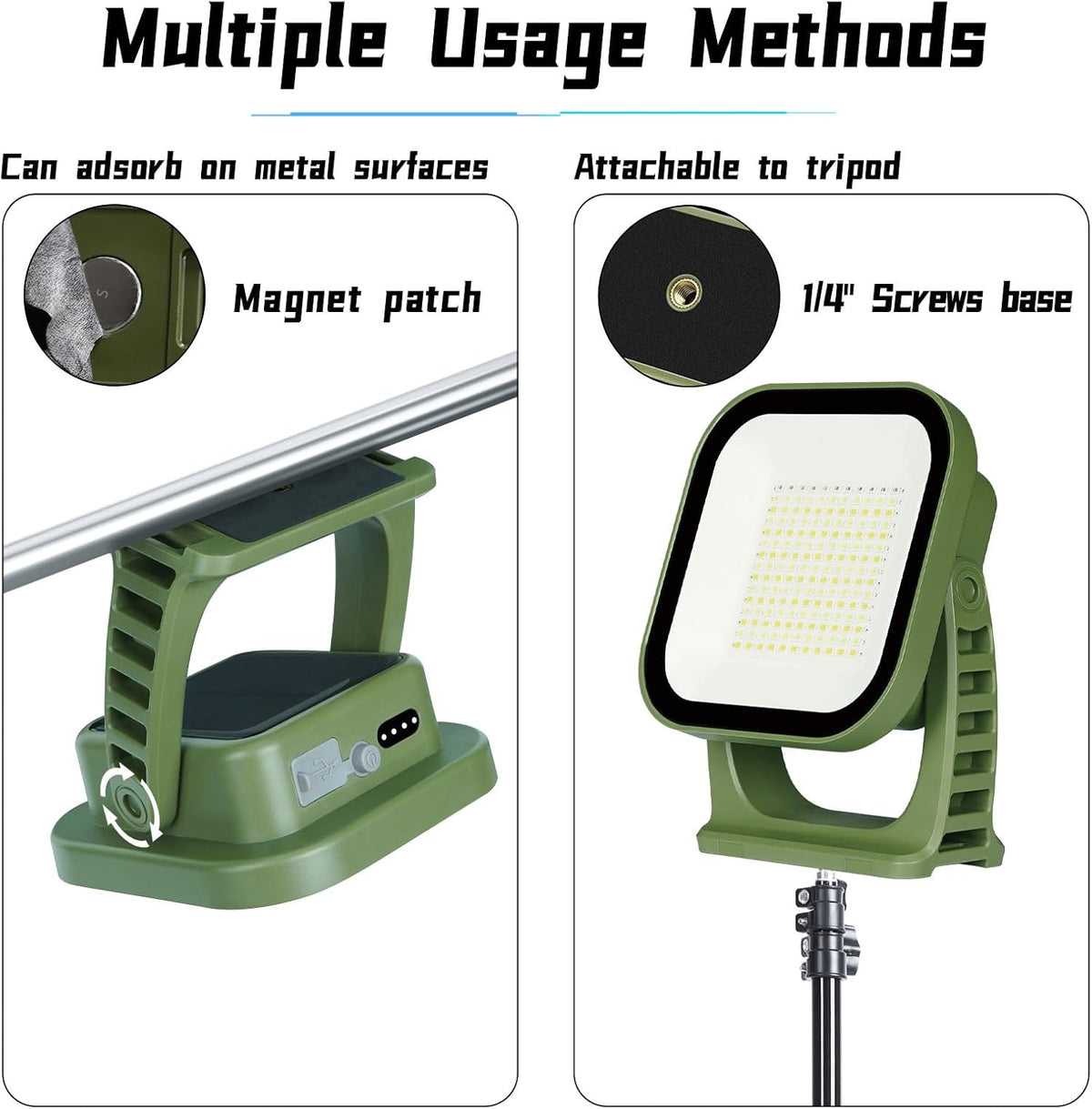 Rechargeable Work Light, 4000LM Magnetic Portable Work Light with Stand, 12000mAh Battery Powered LED Flood Light, USB-C, 180° Rotating for Garage, Car Repair, Camping