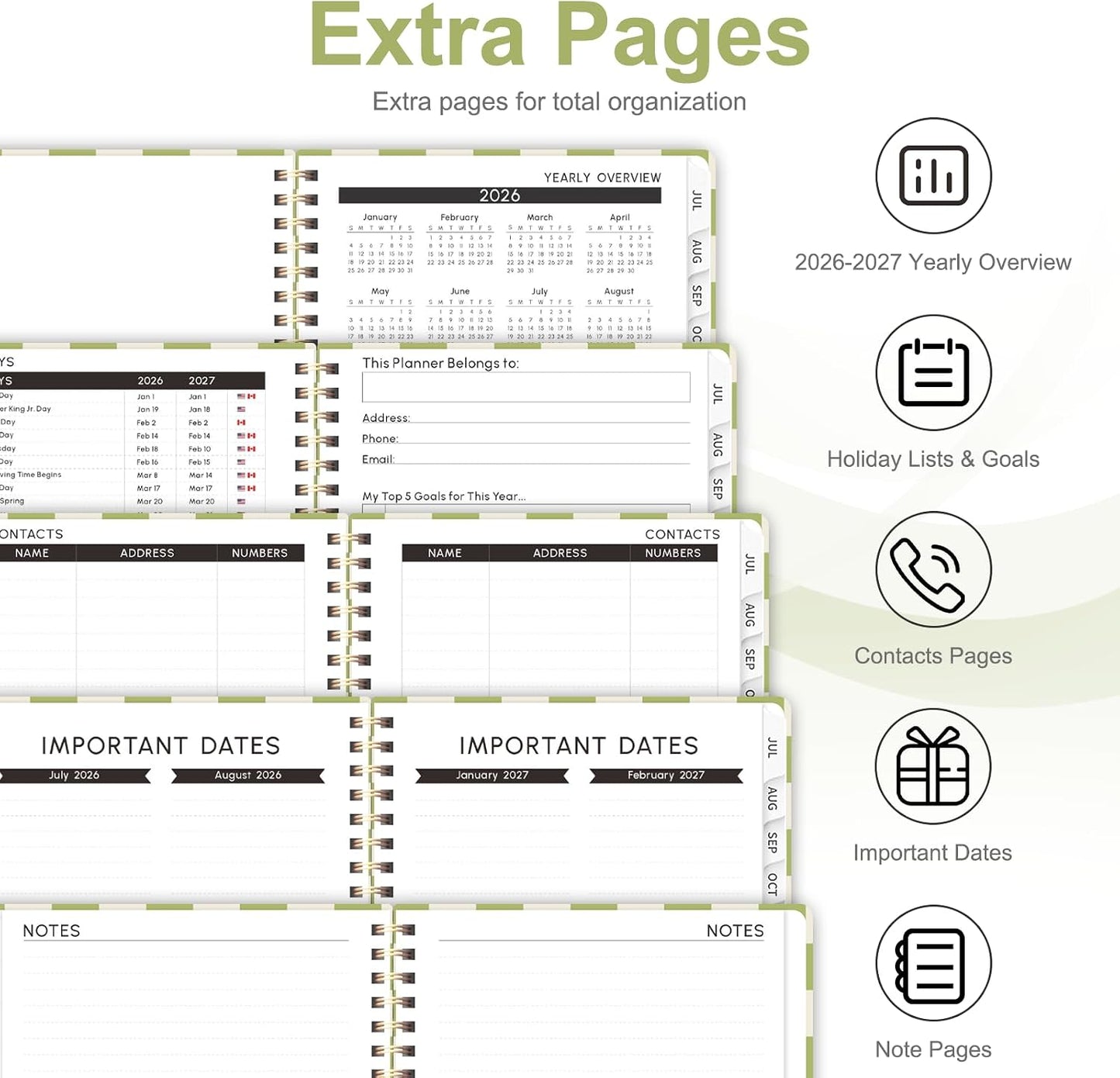 Planner 2026-2027, Weekly and Monthly Calendar Planner, JUL 2026 - JUN 2027 | A5(6.3'' x 8.5''), Hardcover, Agenda Book, Sprial Bound, Inner Pocket, Office and School Use