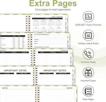 Planner 2026-2027, Weekly and Monthly Calendar Planner, JUL 2026 - JUN 2027 | A5(6.3'' x 8.5''), Hardcover, Agenda Book, Sprial Bound, Inner Pocket, Office and School Use