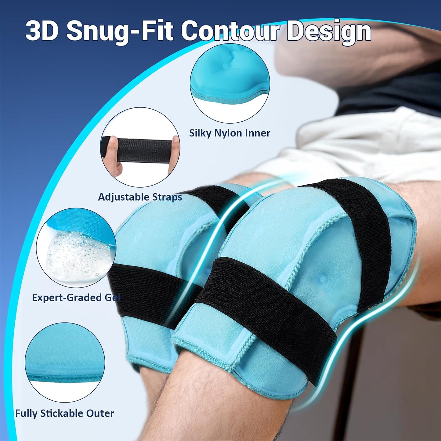 Comfytemp Knee Ice Pack Wrap for Injury Reusable Gel, FSA Eligible HSA, Knee Hot Cold Therapy for Leg Pain Relief, Replacement, Arthritis, Recovery, After Surgery, Women Gift, Fathers Day Dad Men Gift