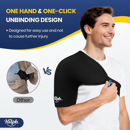 Hilph 3D Double-Layer Gel Shoulder Ice Pack Wrap for Rotator Cuff & Surgery Recovery, Reusable Cold Therapy Shuolder Ice Sleeve with Adjustable Strap, Easy to Wear, Flexible Fit for Men & Women, Large
