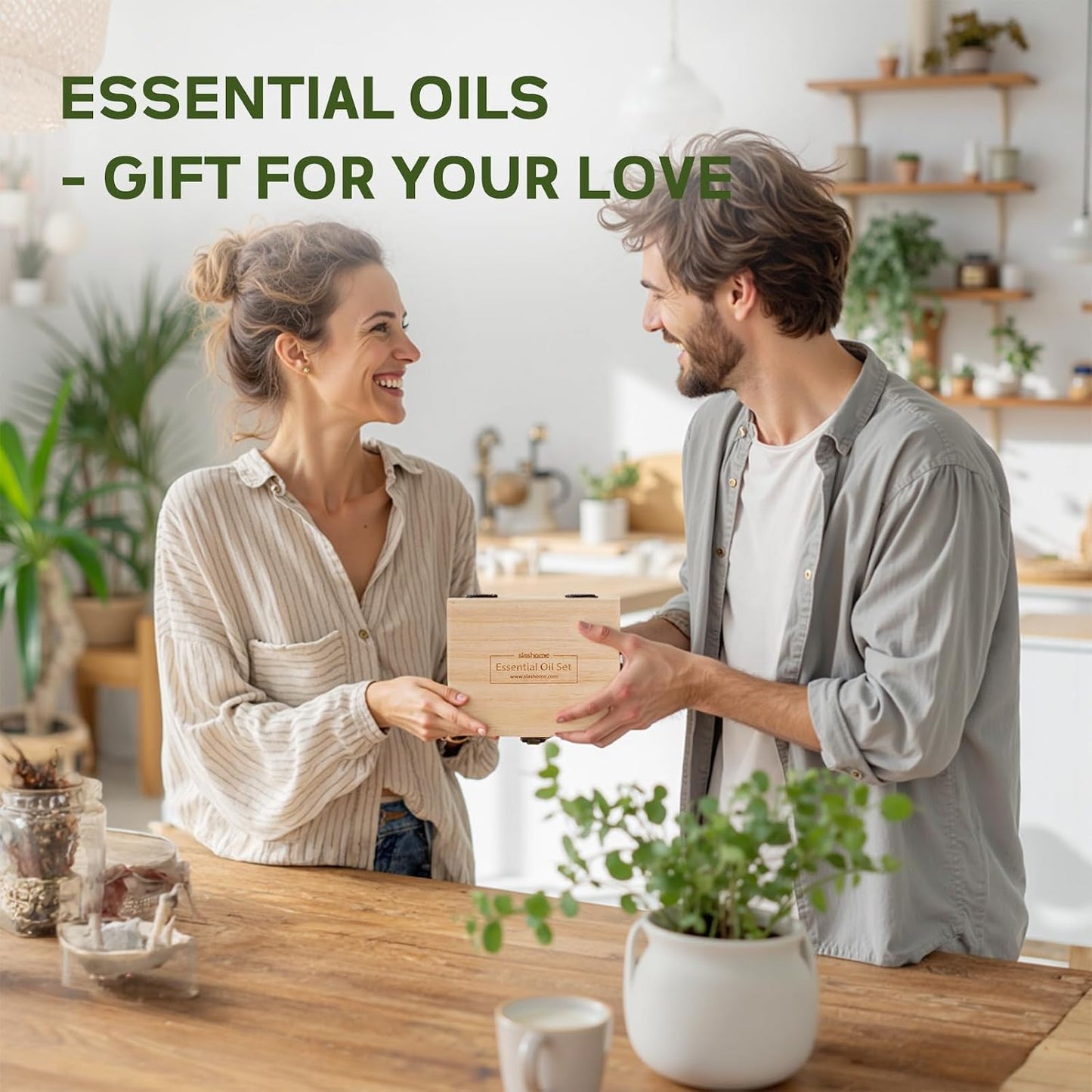 12 Pack Essential Oils for Diffusers for Home - Water Soluble Diffuser Oils Set for Humidifiers & Spa, Scented Oil with Wooden Gift Box for Women - Lavender, Peppermint, Sweet Orange, Tea Tree & More