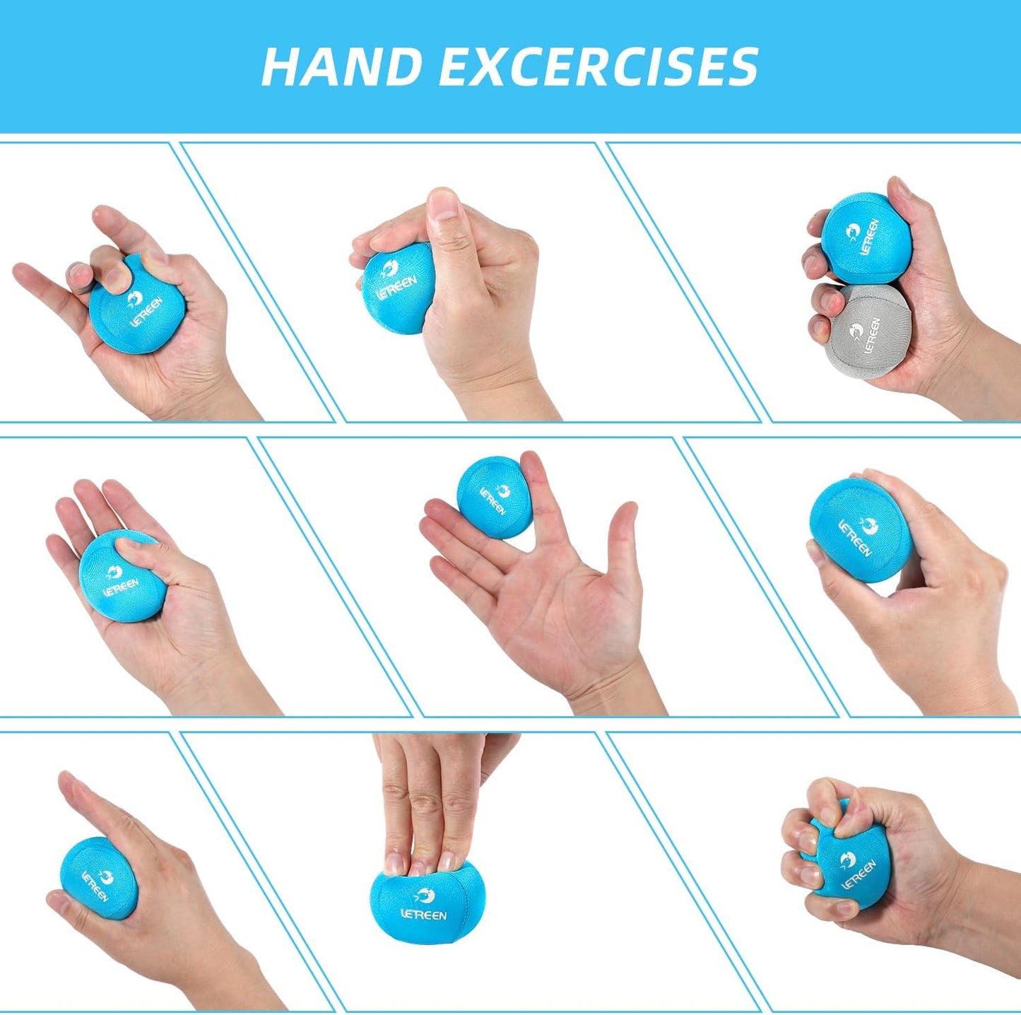 Stress Ball, Tri-Density Stress Balls for Adults & Grip Strengthening, Squeeze Balls for Hand Therapy, Squishy Stress Ball, Hand Strengthener Ball, Hand Balls for Therapy