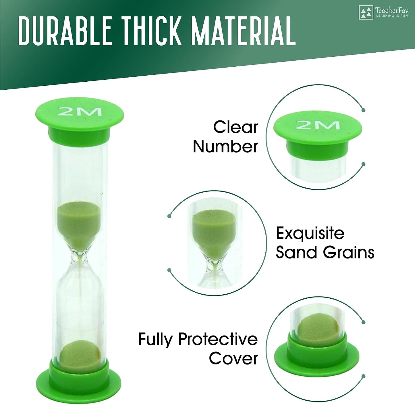 Sand Timer for Kids Set of 3 Small Colorful Hourglass Acrylic Covered Clock 1Min 2Min 5Min for Classroom, Home & Kids Room