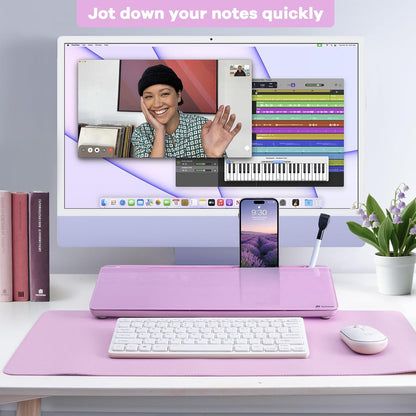 Varhomax Glass Weekly Dry Erase Desk White Board, Desktop to Do List Planner Whiteboard Calendar with Storage Caddy Memo for Home and Office, White