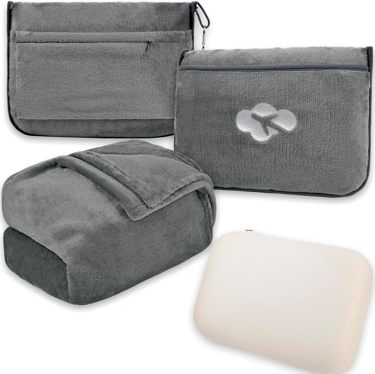 Blanket Pillow for Airplane Travel Essentials -3 In 1 Plane Travel Set Pink